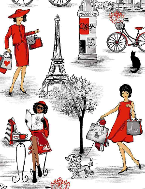 Ladies in Red Paris by Timeless Treasures C8685